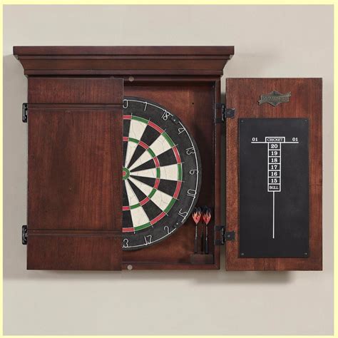 traditional dart board with cabinet